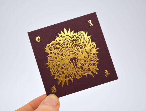 Square Business Card with Intricate Gold Foil