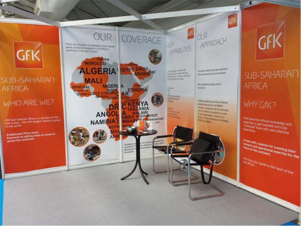 Display Stand Panels for GFK Printed  by Freestyle Print in situ at their exhibition
