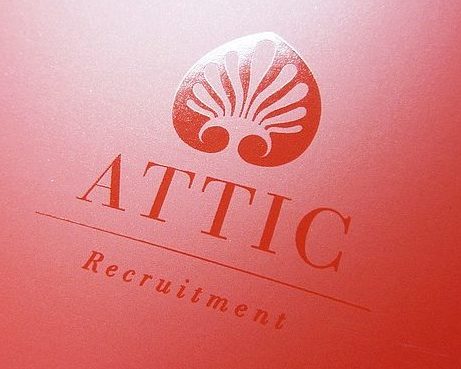 spot UV printing saddle stitch brochure Attic Recruitment